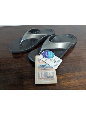 Aetrex Orthodic Women's Pewter Gloss Flip Flops - Various Sizes - New with tags